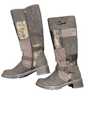 Patrizia Spring Step Collage Tall Boots Size 40 US 9 Embroidered Patchwork